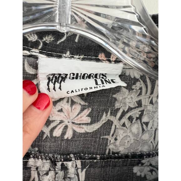 Vintage Lightweight Sundress Black Floral Side Ties Collar Small Medium JL - Picture 4 of 9